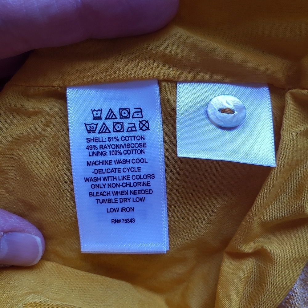 Lucky Brand Mustard Yellow Leaf Babydoll Dress Small Sleeveless Cotton Blend - Picture 12 of 12